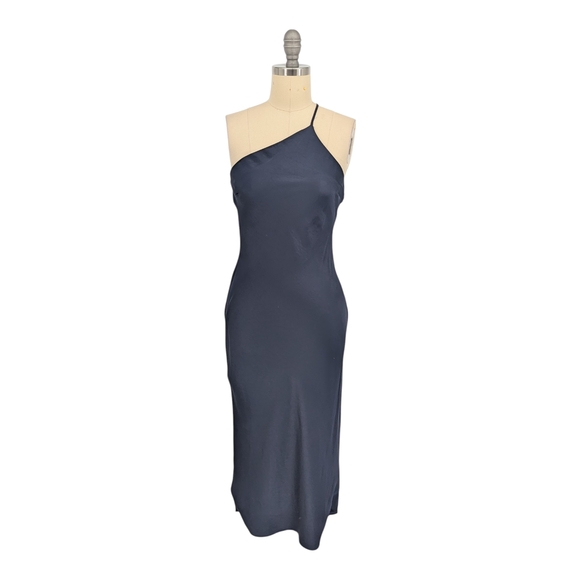 Express Dresses & Skirts - Express One Shoulder Satin Slip Midi Dress Navy Blue size XSmall cocktail party